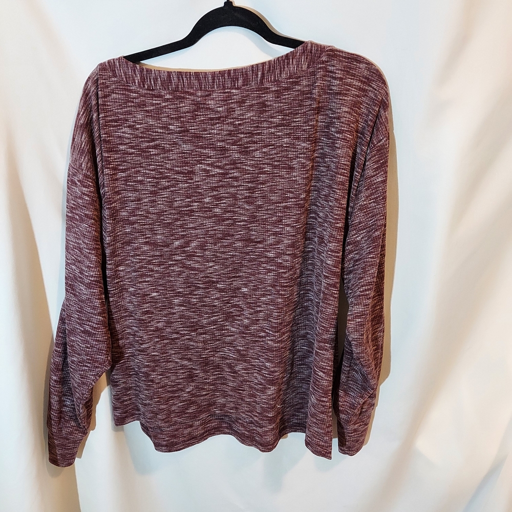 BKE Women's Maroon Boatneck Long Sleeve Top With Silver Grommet Details - Picture 2 of 7